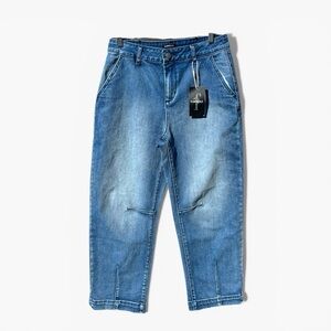 🌻NEW w/tags Flamingals Mid Rise Straight Leg Cropped Jeans Vintage Wash Size S